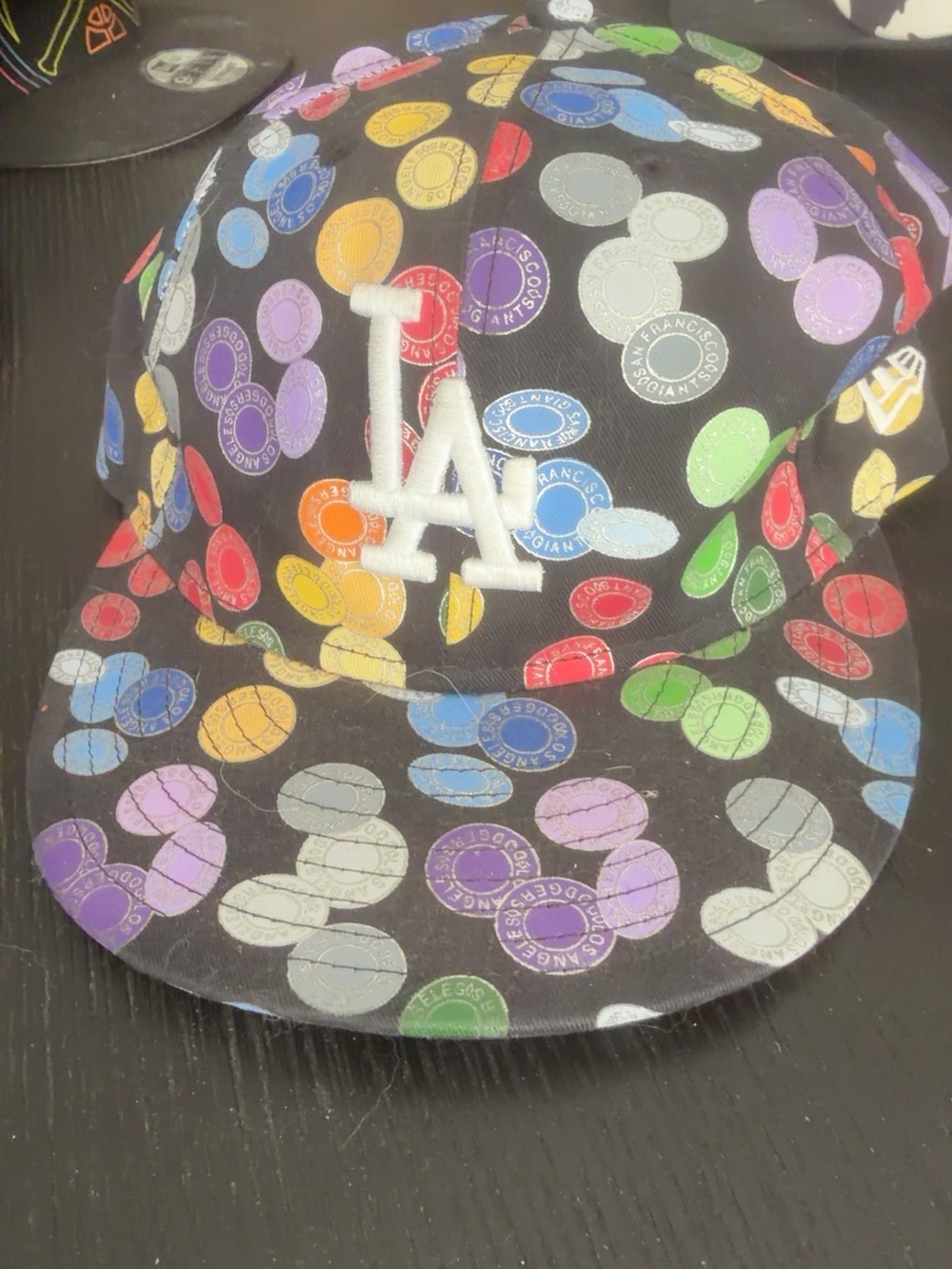 New Era 59FIFTY Los Angeles Dodgers LA All Over MLB Team Logo Fitted Hat 7 1/2